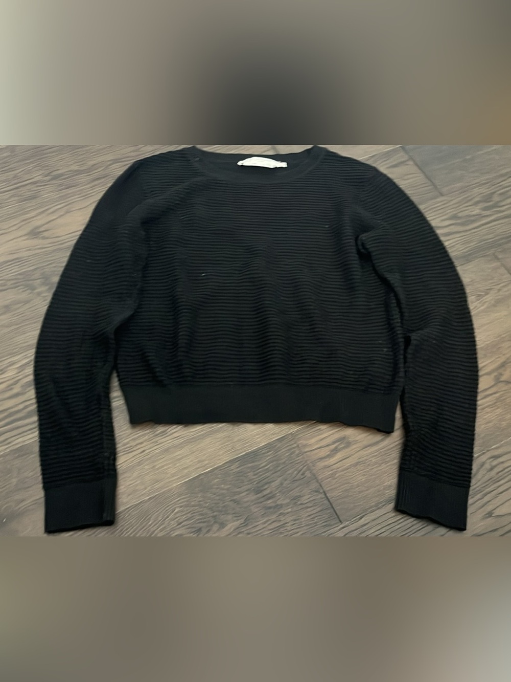 Simons Black Ribbed Crewneck Sweater